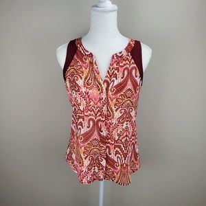[Sanctuary] Red Printed Sleeveless Buttoned Blouse